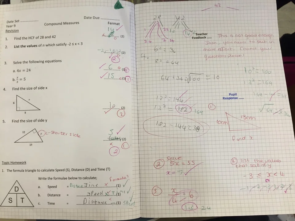 Student math homework